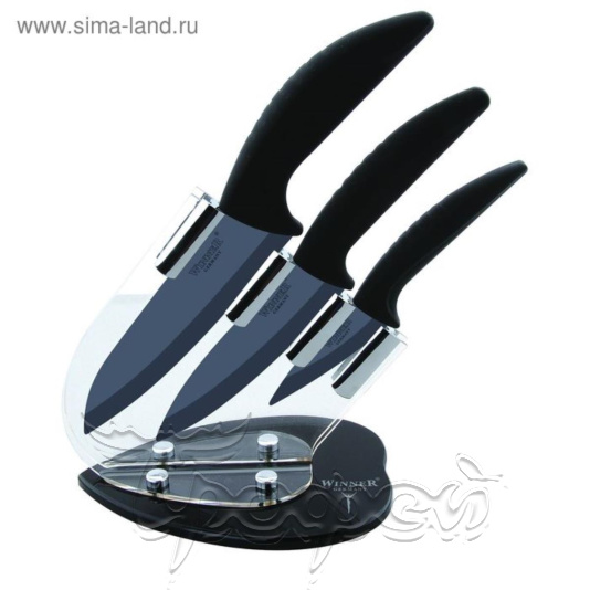 Набор керамических ножей 28см, 25см, 17см, подставка Winner (1655300) 
