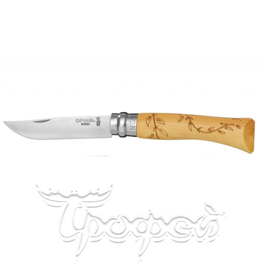 Нож №7 VRI Nature-Leaves (ветки дерева) нержавеющая сталь, рукоять самшит длина клинка 8см 