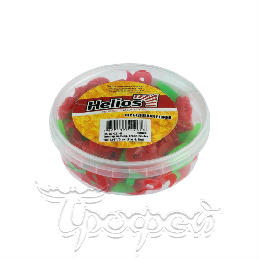 Твистер Credo Double Tail 1,96"/5 см Lime & Red (HS-27-021-N) 