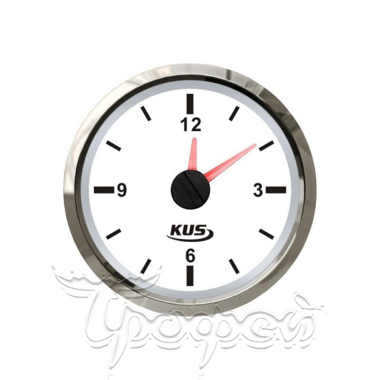 Часы кварцевые, аналоговый белый циферблат, нержавеющий ободок, д.52 мм KY09100 