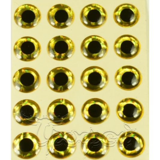 Голографические глазки (эпоксидные) FLY-FISHING 10 мм золотые (20 шт.) 