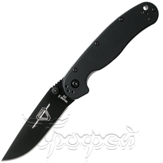 Нож RAT II складн.,чёрная нейлоновая рукоять, клинок AUS8 чёрное покрытие (8861)  
