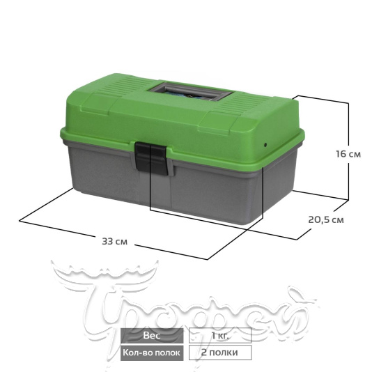 Ящик для рыбалки двухполочный зеленый 