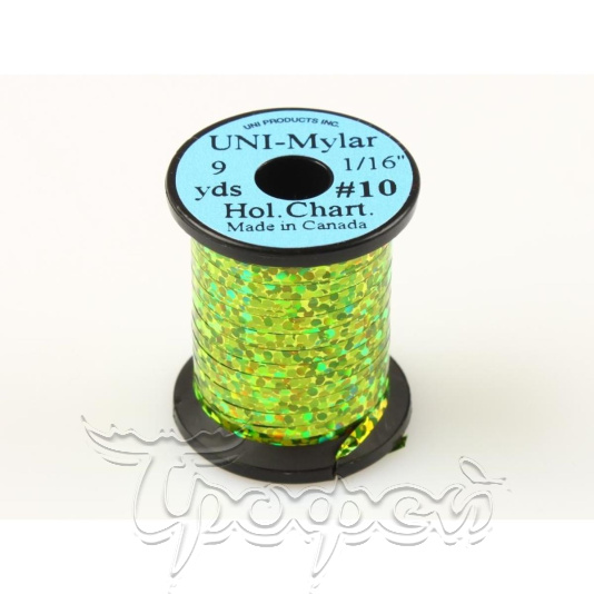 Плоский люрекс UNI-Mylar #10 Holographic Chartreuse 1/16" (ZUM10HC) 